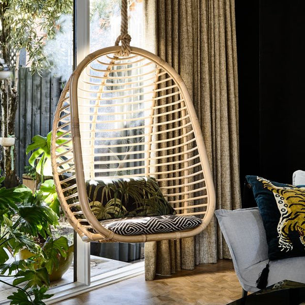Zulu hanging rattan chair, natural color – Hemma Online Furniture Store