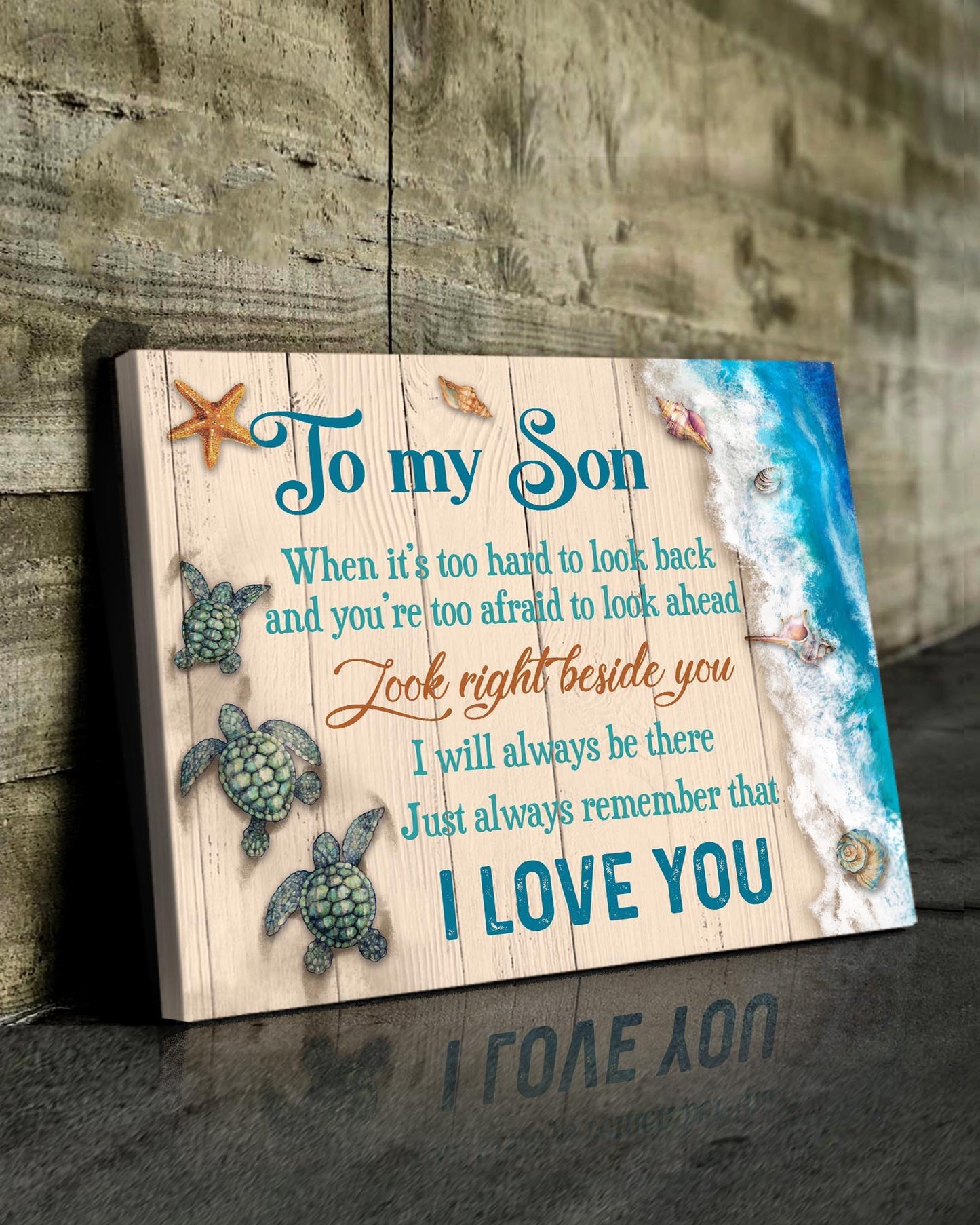 Sea Turtle To My Son Premium Canvas Wall Art