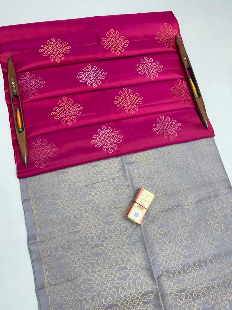 Pure handloom soft silk kolam designed borderless saree – www ...