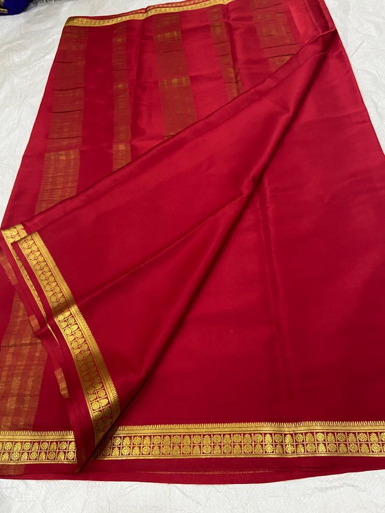 Solid color pure mysore silk saree – www.vannamayil.com