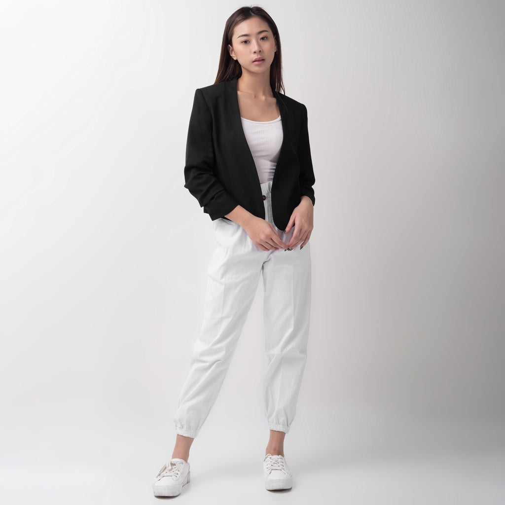 Benhill "Nayeon" Blazer Kerja / Outer Wanita Premium Lengan Serut Black 793-39299