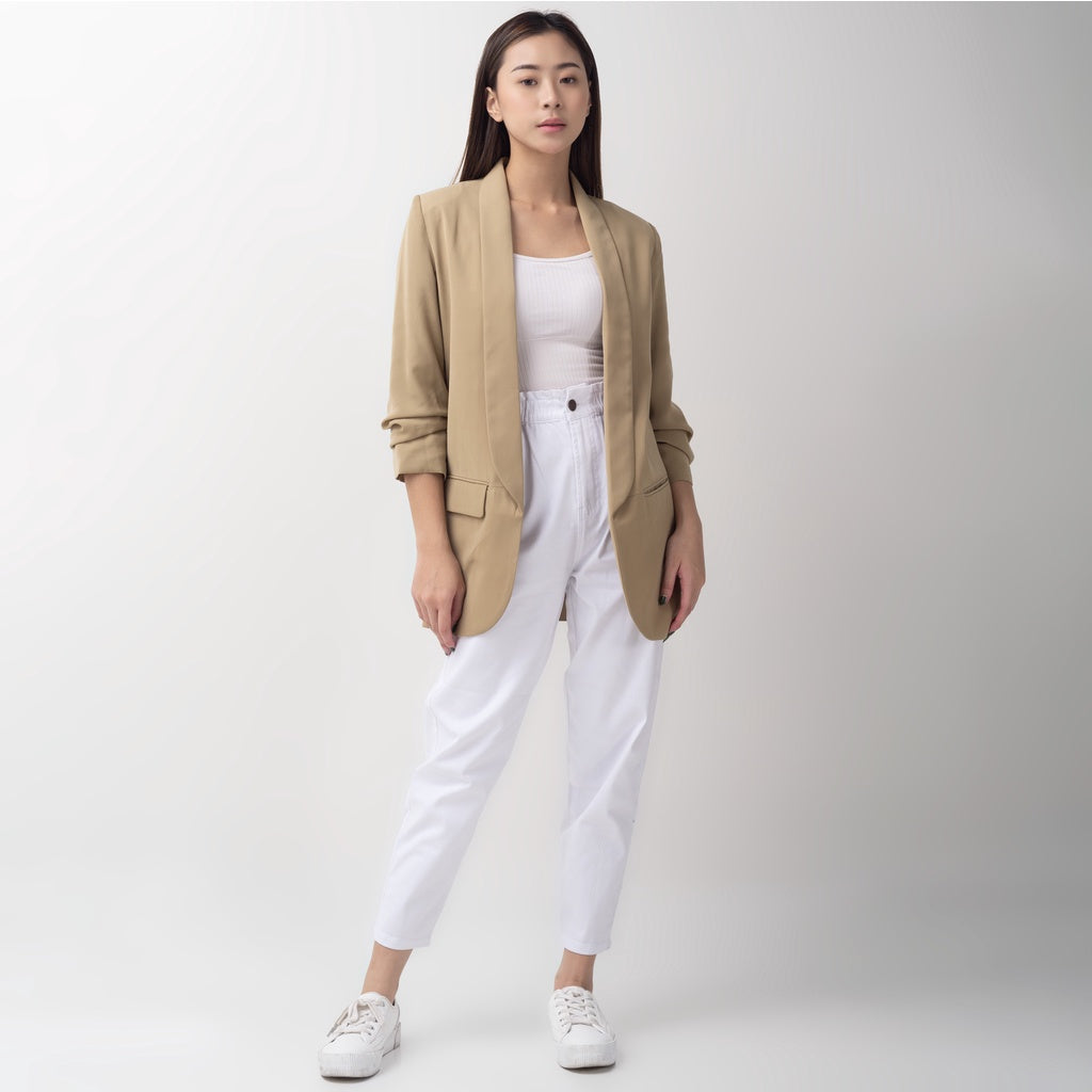 Benhill "Dasom" Blazer Kerja / Outer Wanita Premium Lengan Serut Cream 789-39599