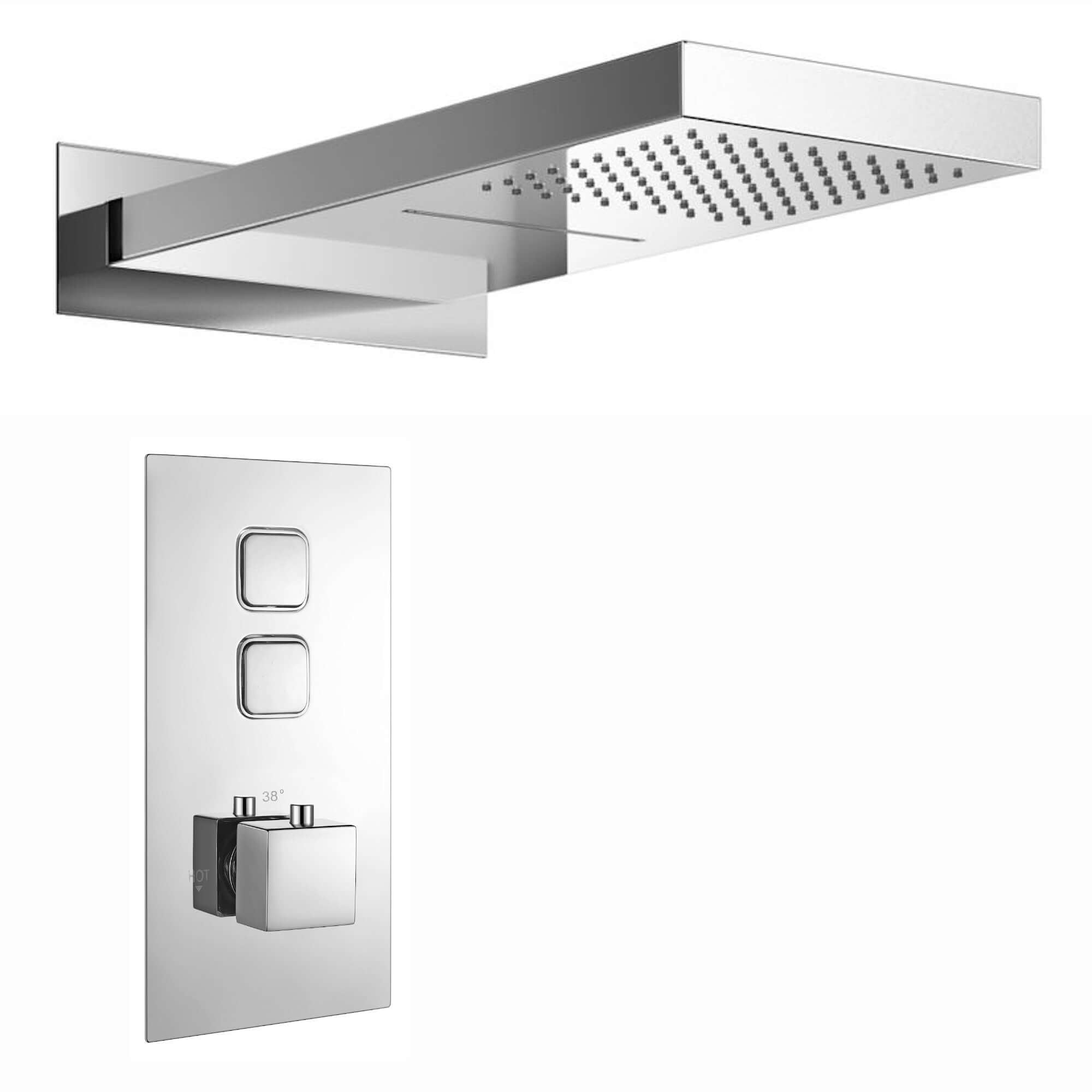 Milan Square Thermostatic Concealed Shower Set With Dual Overhead 7497