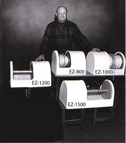 George L. Towns, E-Z Anchor Puller's Founder, poses with a drum anchor winch. He was a true American Patriot!