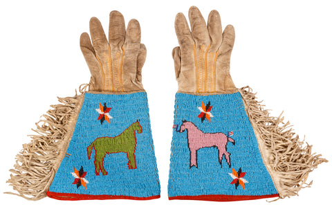 Beaded Gauntlets with Horse Pictorial