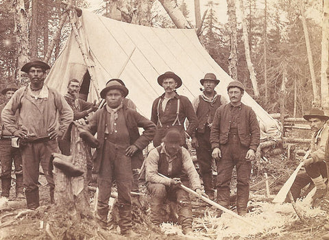 Cree Indians carving with crooked knives