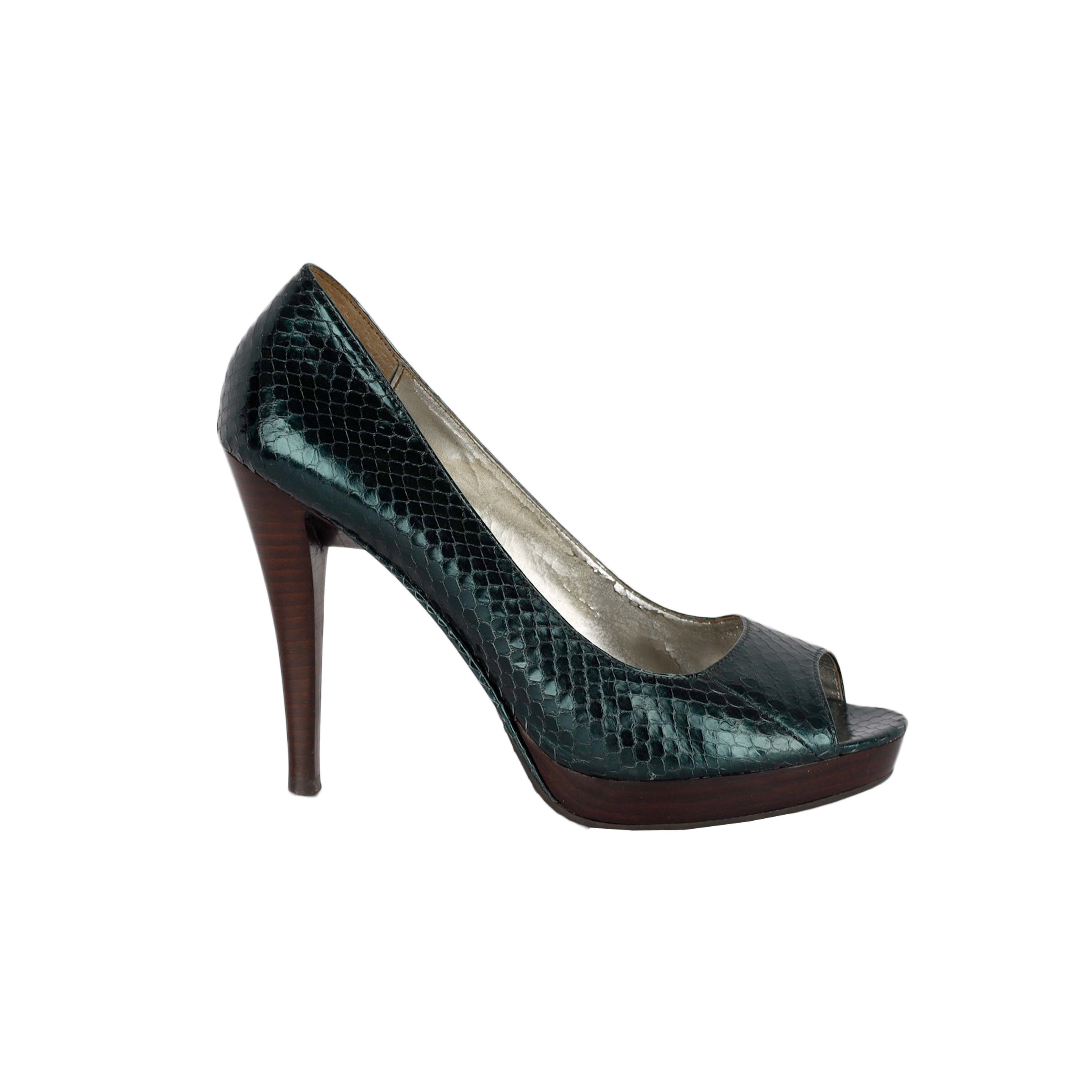 genoeg Zwitsers hoed Calvin Klein Python Peep-Toe Shoes Second-hand