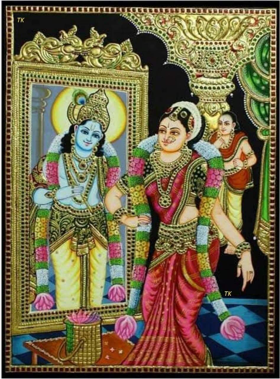 Andal Krishna-Tanjore painting