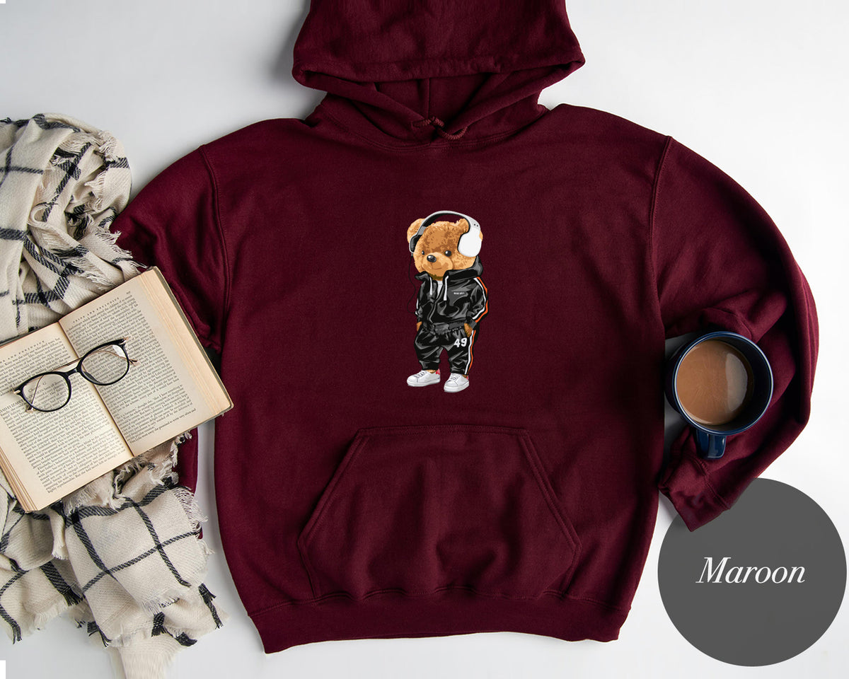 polo bear hoodie burgundy