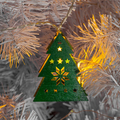 10 LED Green Wooden Christmas Trees