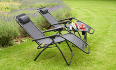 Set of 2 Reclining Zero Gravity Chairs with Table