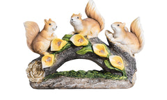 Outdoor Resin Solar Squirrels On Log