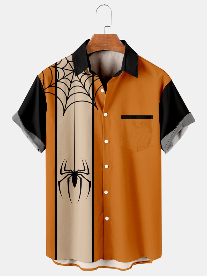Men's Halloween Casual Loose Plus Size Short-Sleeved Shirt
