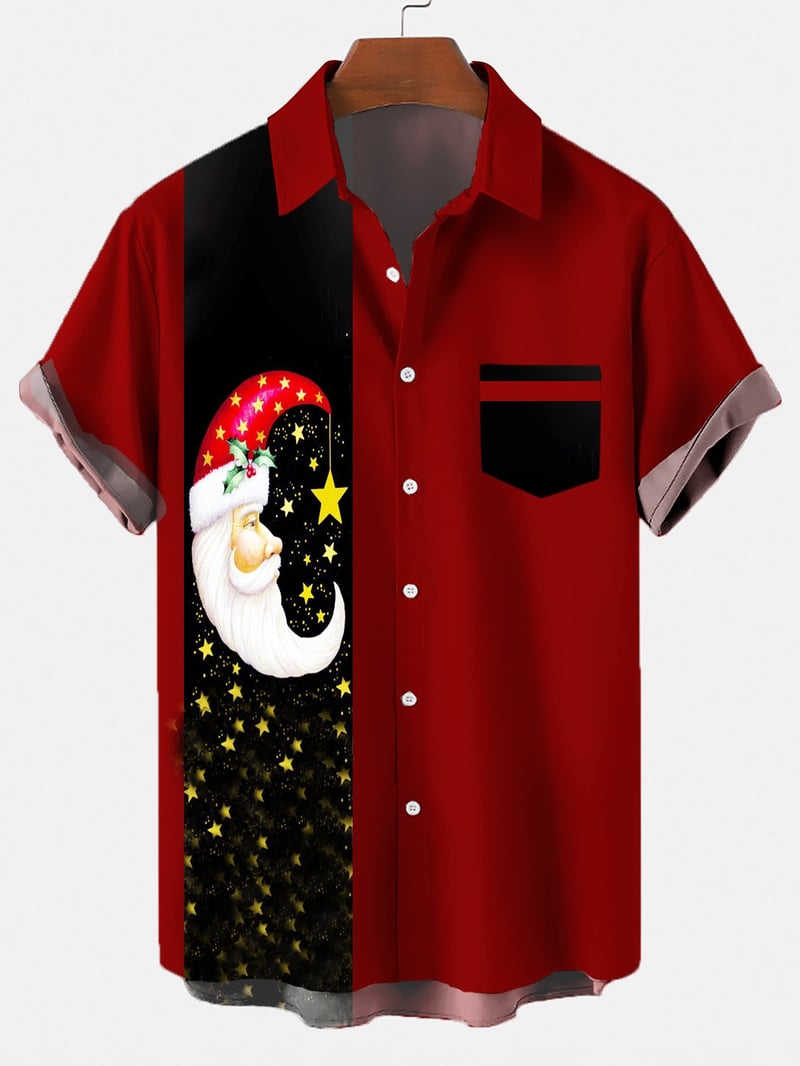 Men's Christmas Series large Casual Short Sleeve Shirt
