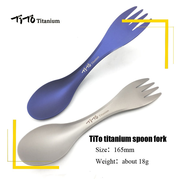 Titanium Folding Spoon Spork Outdoor Tableware Outdoor Cookware Camping P9T1 