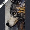 Led Bild Abstrakter Wolf In Gold Und Grau Hochformat Motivvorschau