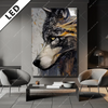 Led Bild Abstrakter Wolf In Gold Und Grau Hochformat Produktvorschau