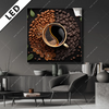 Led Bild Kaffee Mit Blattdekoration Quadrat Produktvorschau