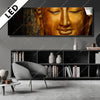 Led Bild Laechelnder Buddha In Gold Panorama Produktvorschau