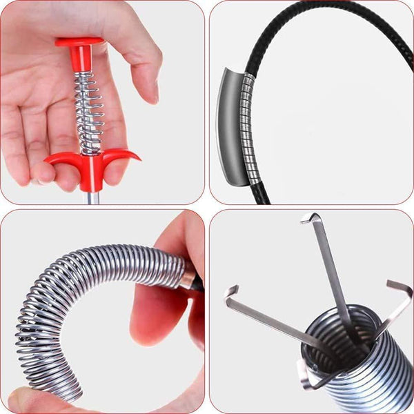 Drain Cleaning Tool 360°Rotation Flexible Stainless Steel Drain Snake Clog Remover 