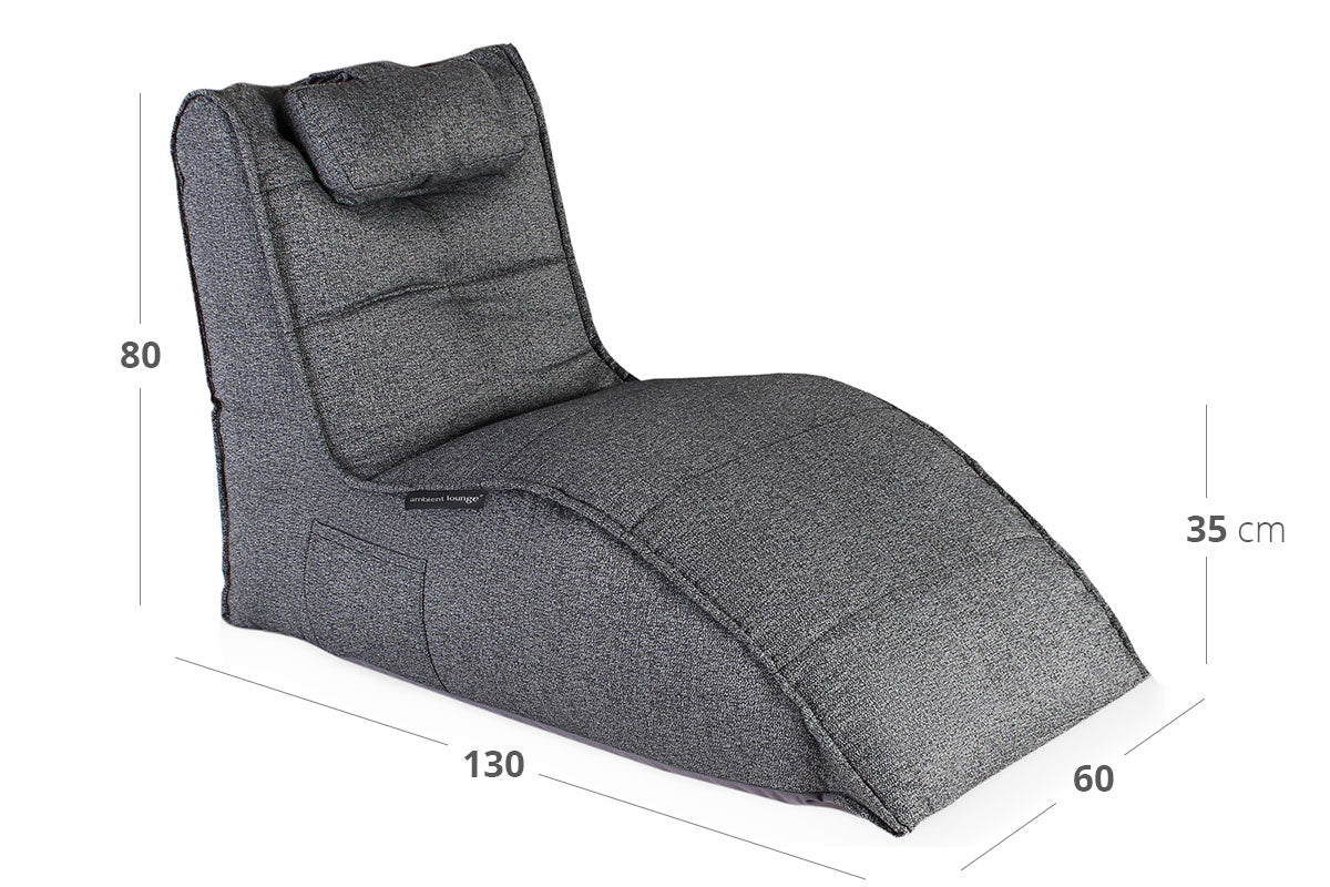 Avatar Lounger (with Headrest) Bean Bag in Titanium Weave (In/Outdoor) Dimensions