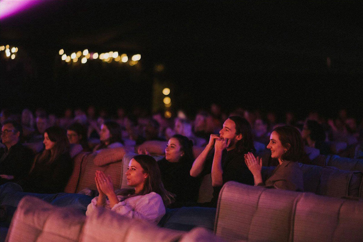 Bean bag sofas in Christmas cinema in London 04