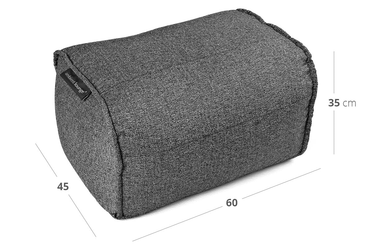 Ottoman (Deluxe) Bean Bag in Titanium Weave (In/Outdoor) Dimensions