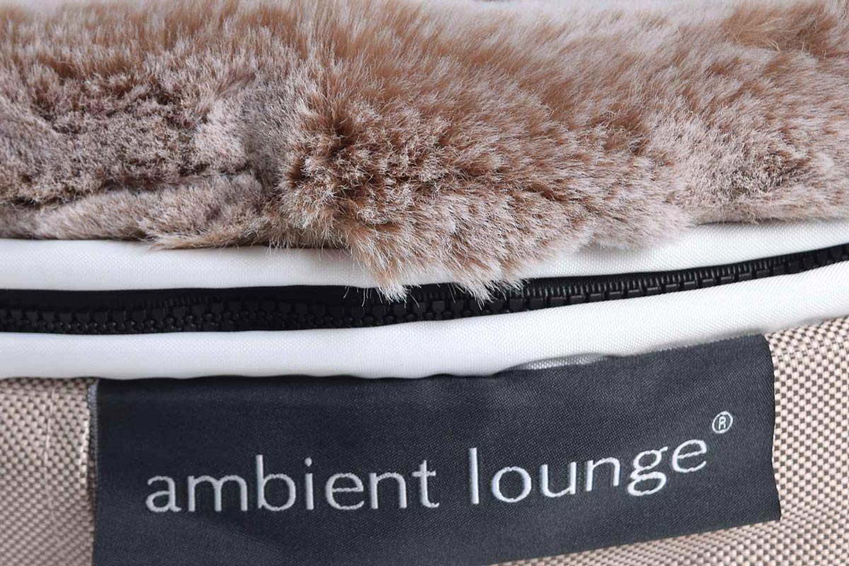 Pet Lounge Dog Bed in Cappuccino - Faux Fur - Large (In/Outdoor) Materials