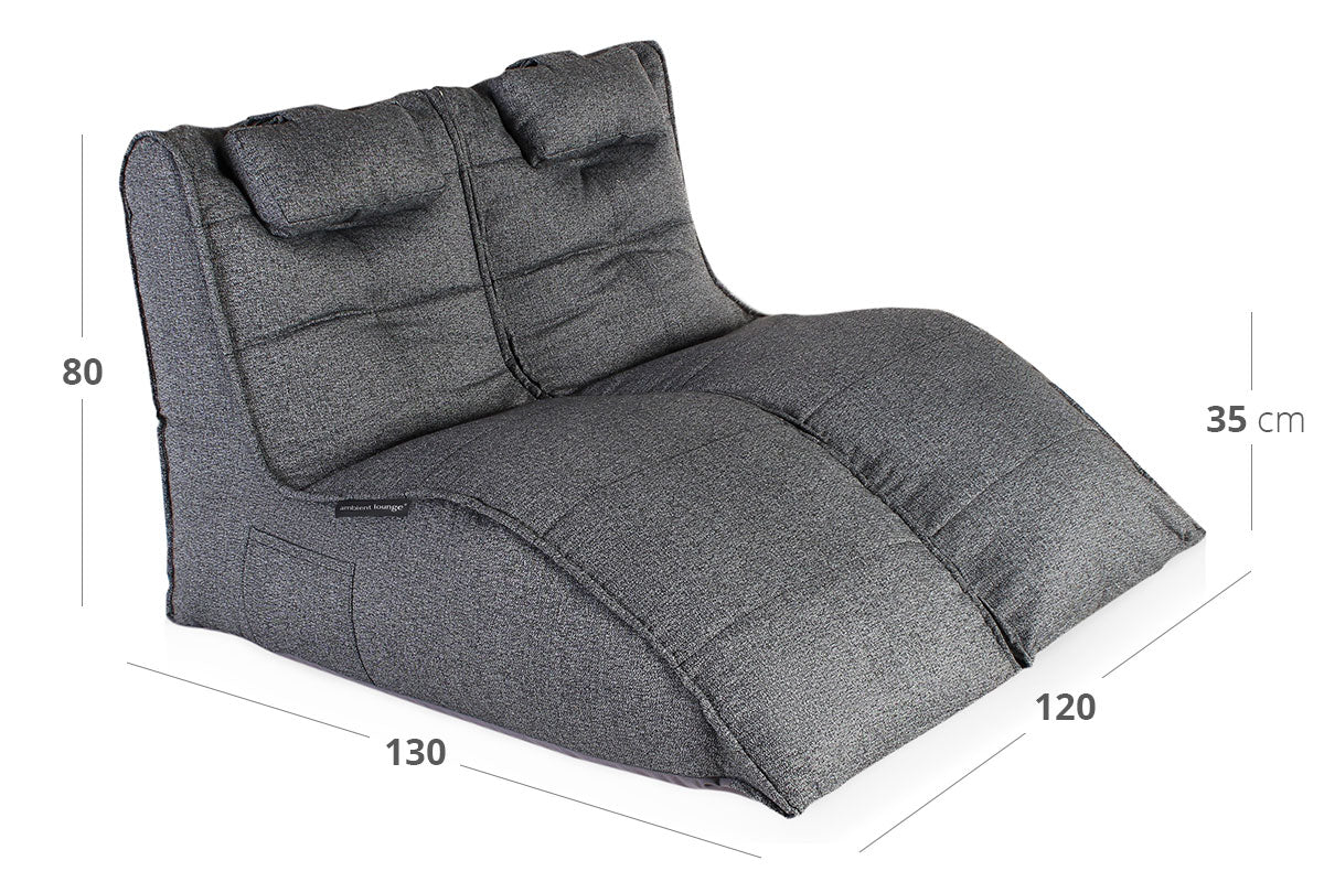 Twin Avatar Lounger Bean Bag in Titanium Weave (In/Outdoor) Dimensions