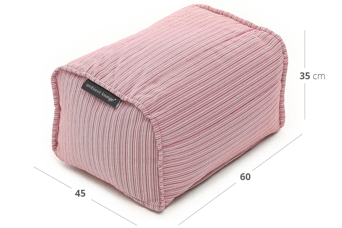 Ottoman (Deluxe) Bean Bag in Raspberry Polo (In/Outdoor) Dimensions