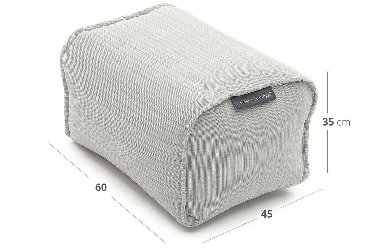 Ottoman (Deluxe) Bean Bag in Silverline (In/Outdoor) Dimensions