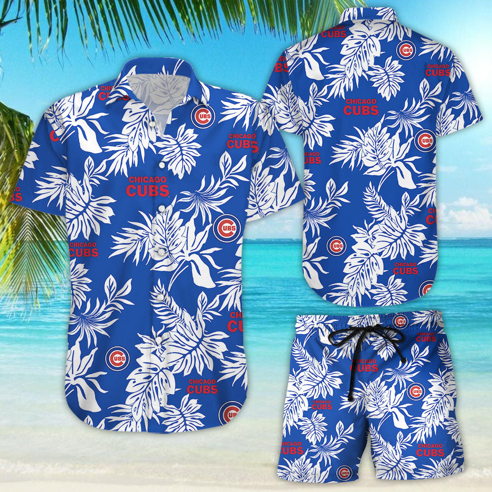 Men's Tommy Bahama Royal Chicago Cubs Big & Tall Luminescent Fronds Camp IslandZone Button-Up Shirt