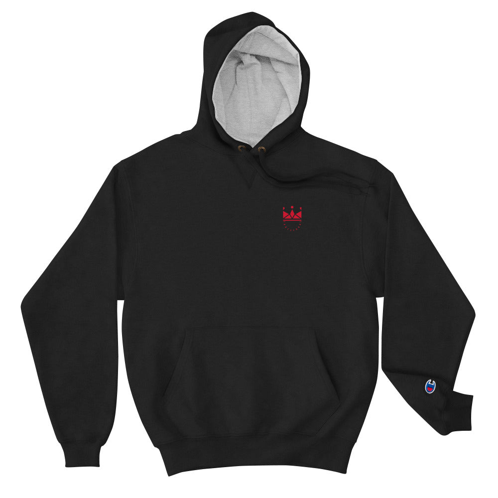 grey champion hoodie with red writing