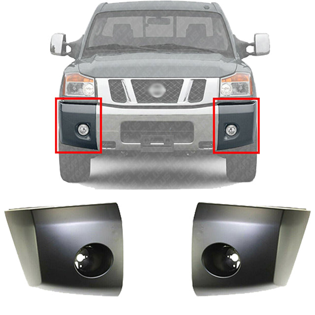 限​定​販​売​】 フォグライト フロントバンパーエンドキャッププライミド フォグライトセット2004-2007日産タイタンアルマダ Front  Bumper End Caps Primed Fog Lights Set For 2004-2007 Nissan Titan Armada 