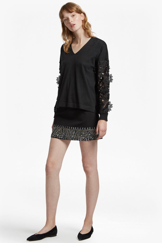 french connection black sequin skirt