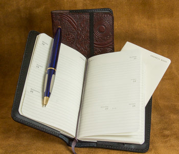 Leather Pocket Notebook Cover with Moleskine Planner and Address Book