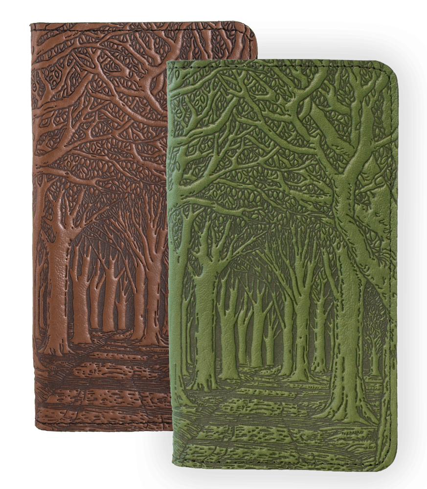 ecolemamie Small ecolemamie Small Leather Smartphone Wallet Case, Avenue of Trees in Fern