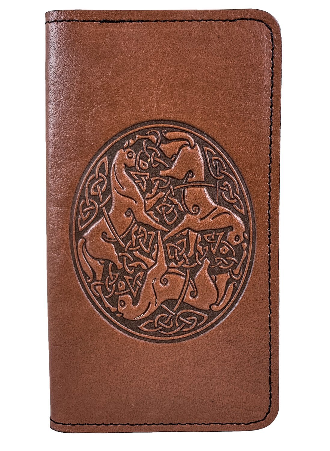 ecolemamie Small ecolemamie Small Leather Smartphone Wallet Case, Celtic Horses in Saddle