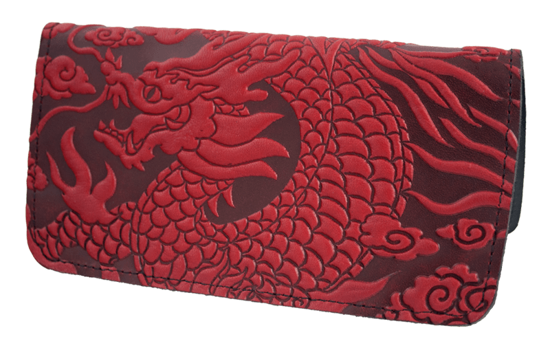 ecolemamie Small ecolemamie Small Leather Smartphone Wallet Case, Cloud Dragon in Red