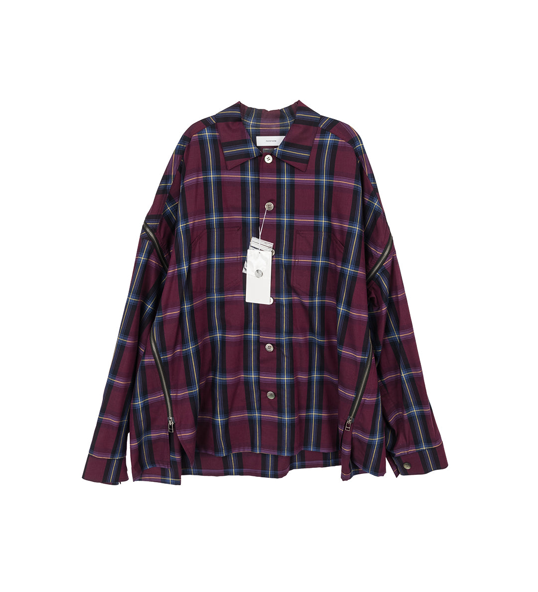 ZIPPED CHECK SHIRT NAVY x BURGUNDY – ADDICTED