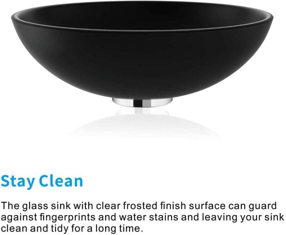 F&R Glass Vessel Bathroom Sink Modern Tempered Glass Vessel Bowl Sink