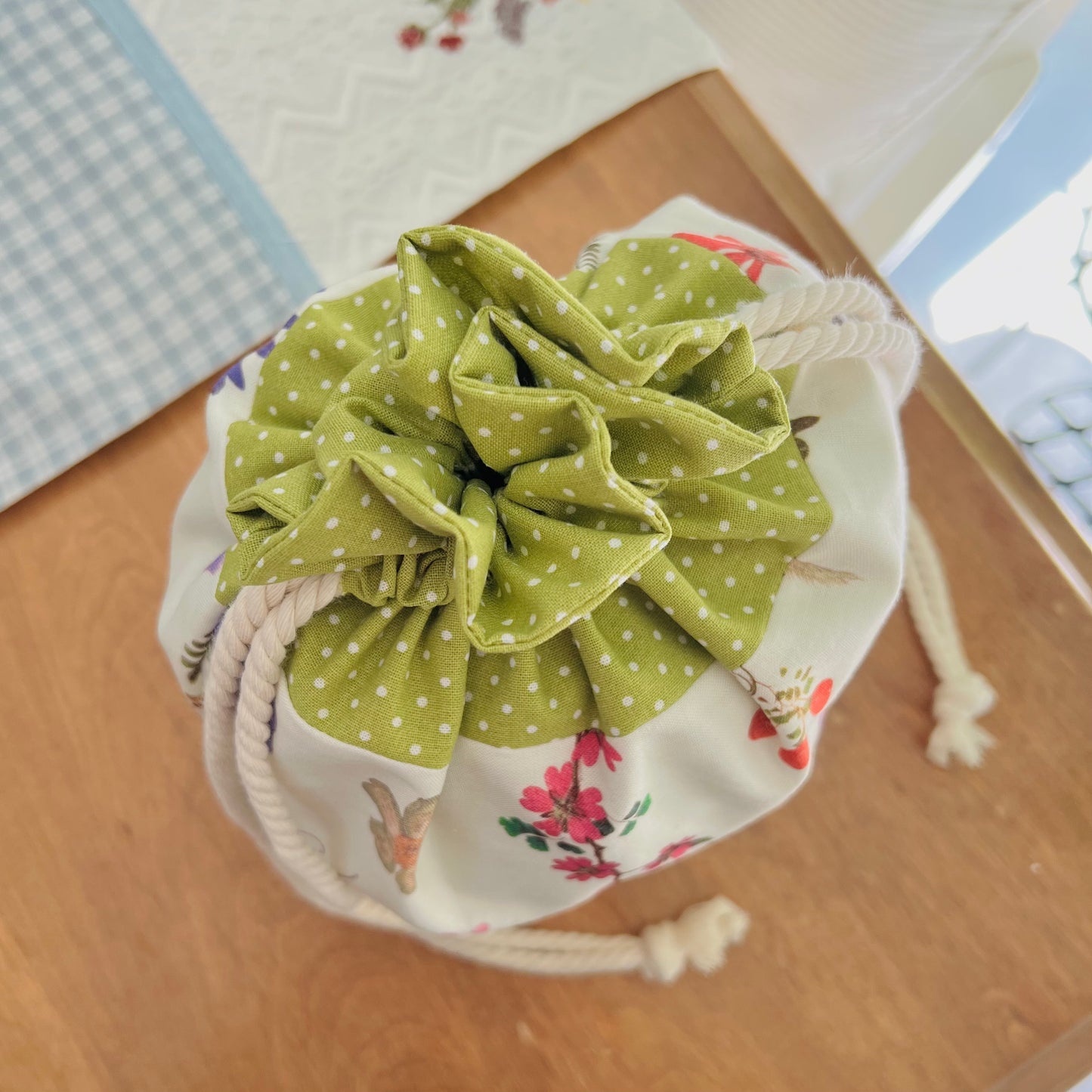 Pressed Flowers Drawstring Pouch