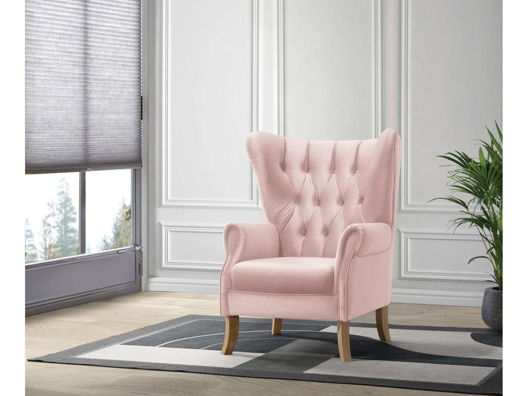 blush pink feature chair