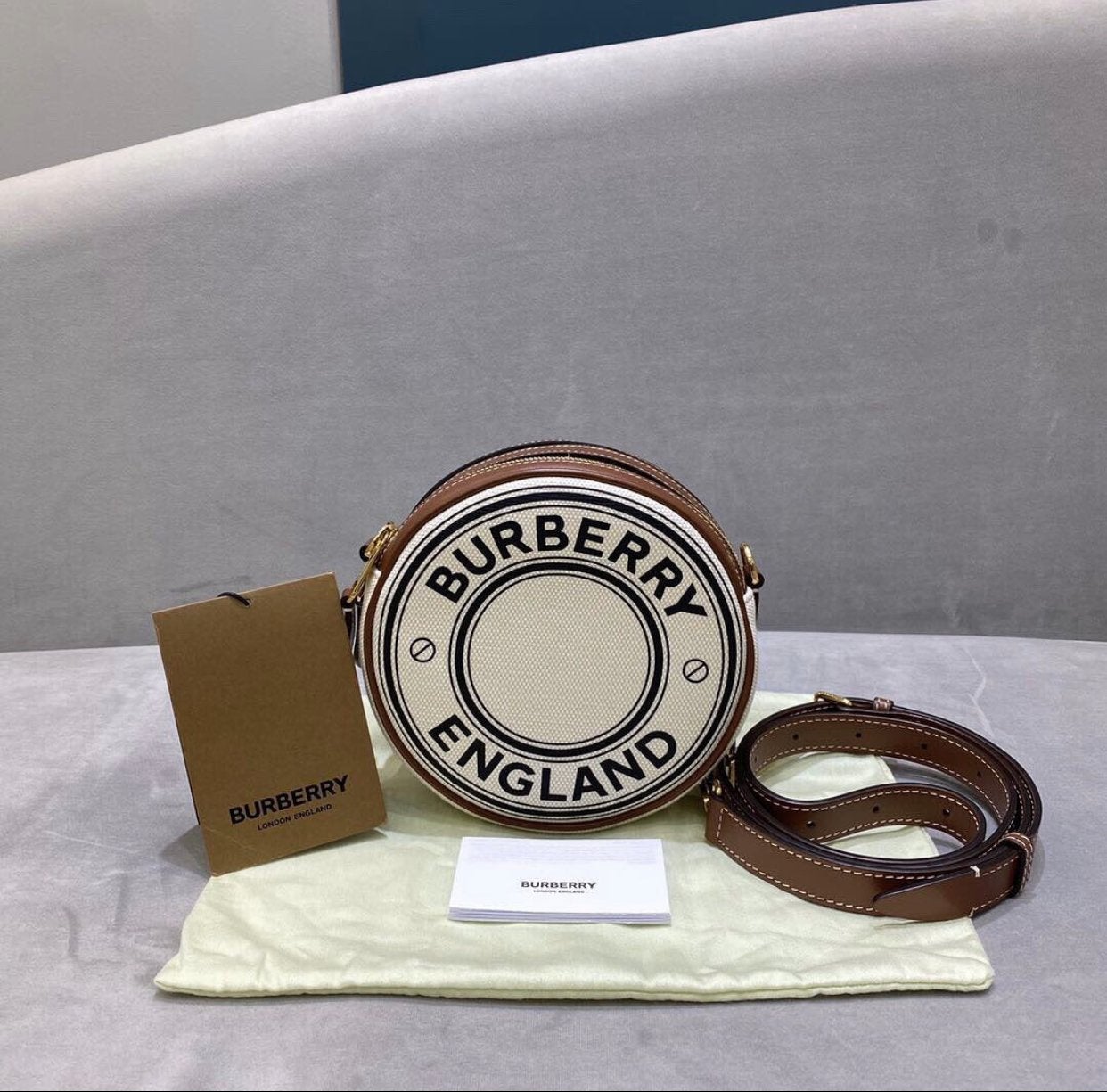 burberry logo graphic canvas and leather louise bag