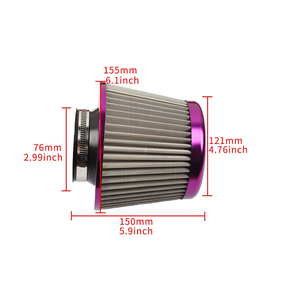 Universal 3"  Inch Jdm Short Ram/Turbo/Cold Air Flow Intake Filter Purple 76Mm