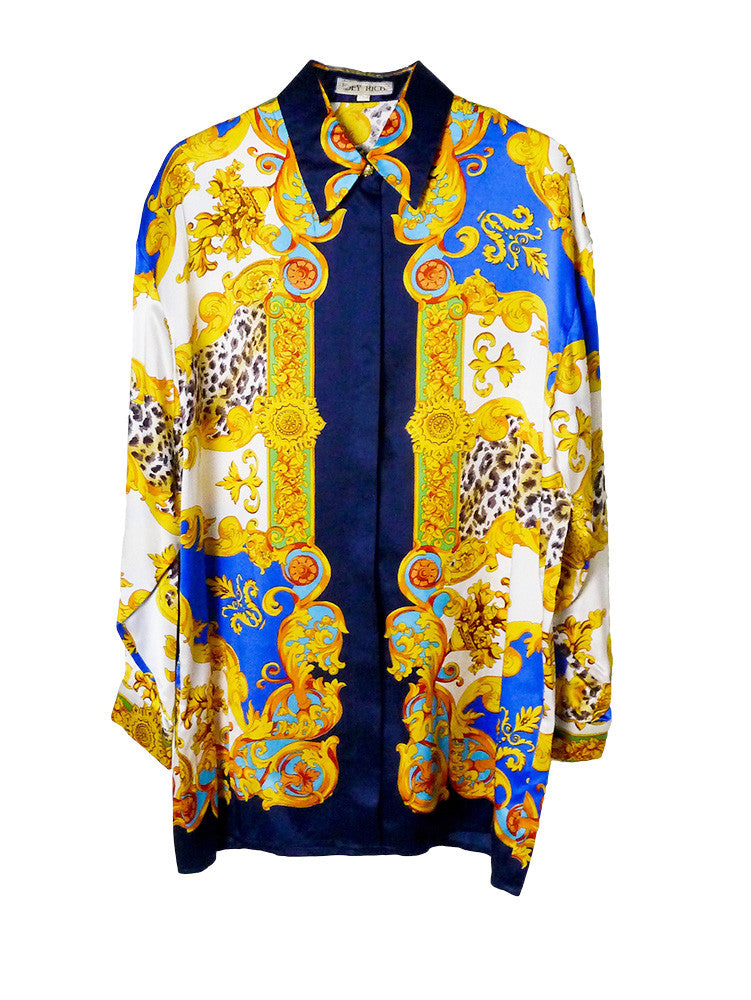 SB020 80S VINTAGE Silk Oversized Button Up Shirt