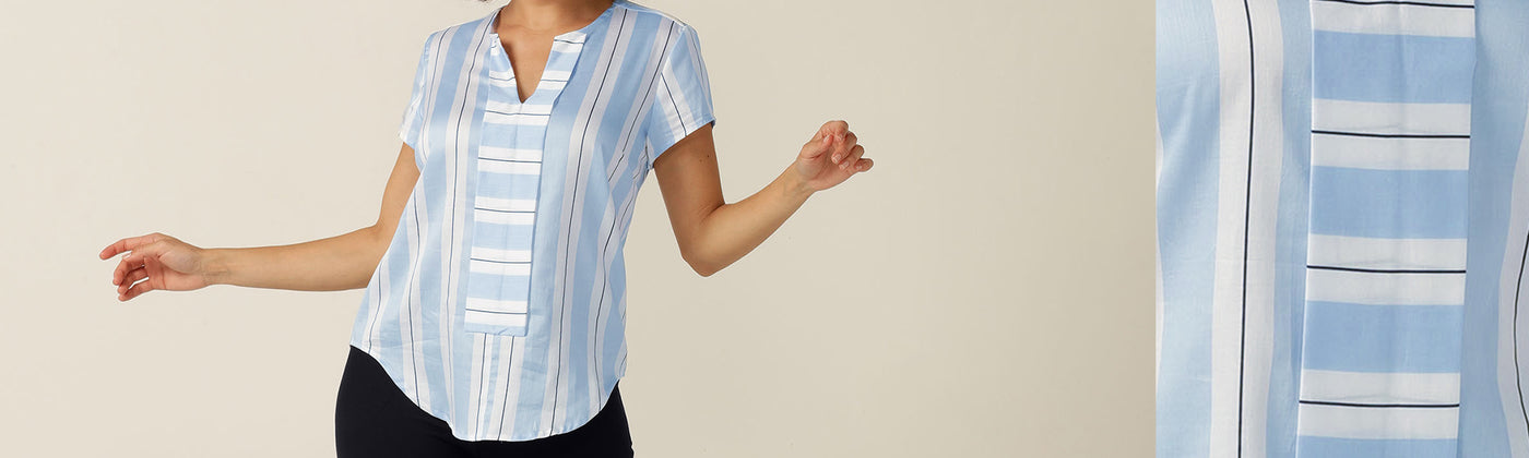 elarroyoenterprises's soft tailoring pull-on, short-sleeve shirt in Japanese Cotton. Made in Australia for petite to plus size women