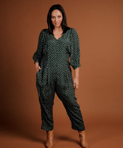 relaxed fit jumpsuit with a cropped length