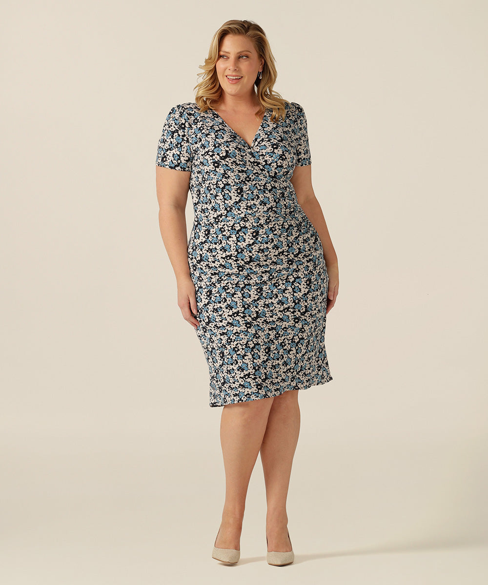 fixed wrap dress with short sleeves