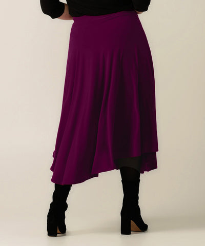 comfortable asymmetrical maxi skirt perfect for work or weekend and travel